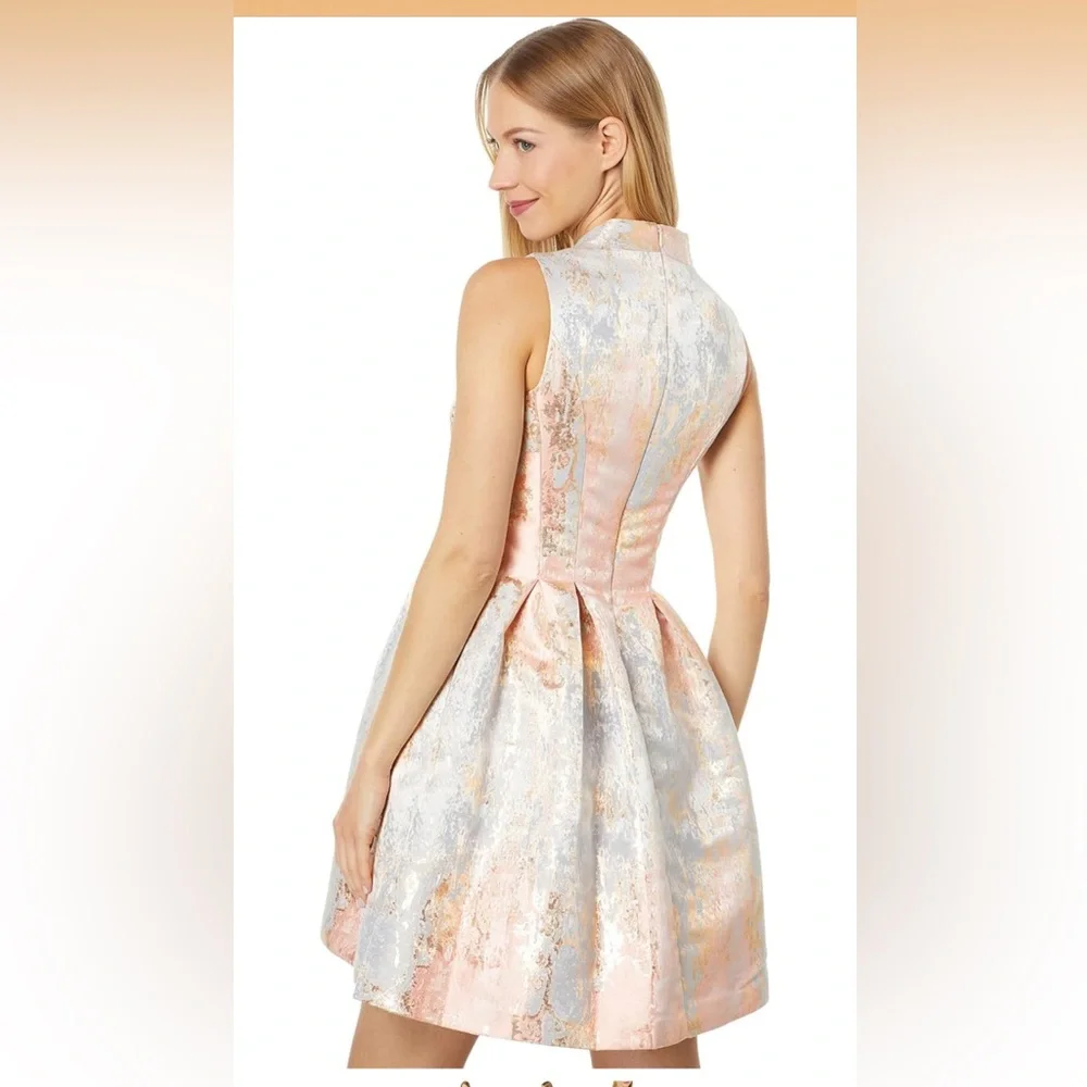 NWT Vince Camuto Jacquered Sleeveless Fit and Flare Dress size 14 - Picture 2 of 12